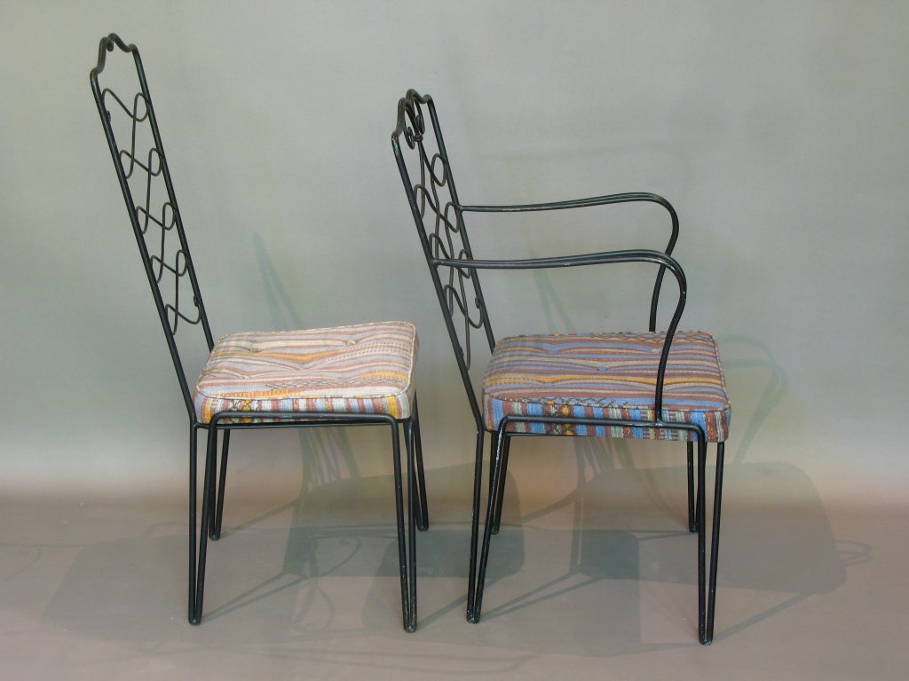 Iron French 1940s Ten-Piece Chair Set by René Drouet For Sale