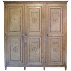 Large Three-Door 19th C. Italian Polychrome Wardrobe