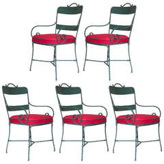 Antique Set of 5 Wrought Iron Chairs - France, circa 1900