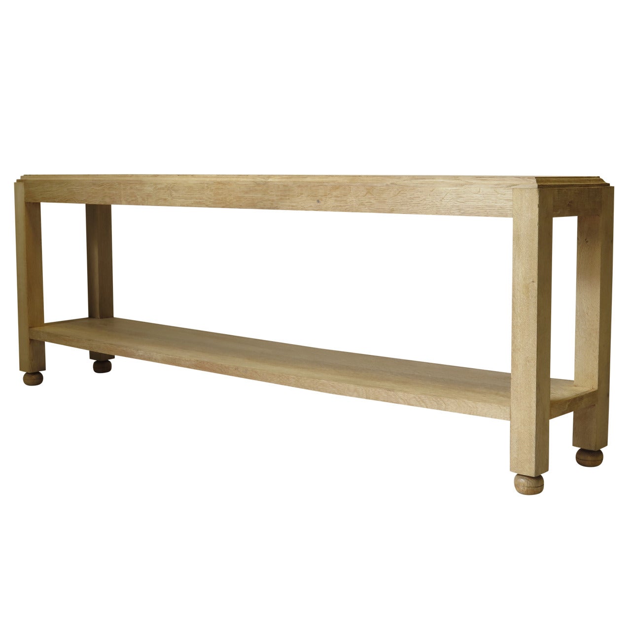 Chic Brushed Oak Console - France, 1940s