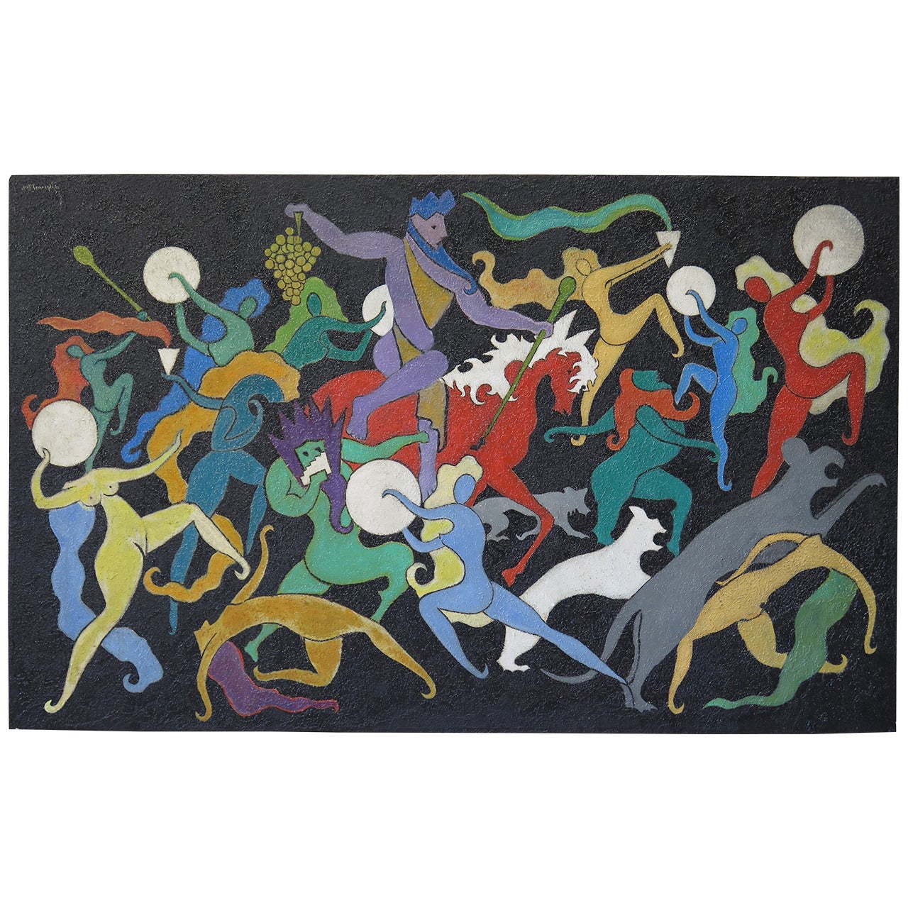 Bacchanalian Celebrations Painting, France circa 1970s For Sale
