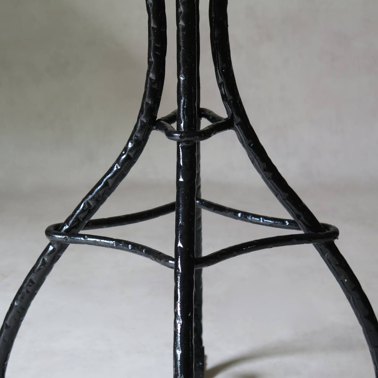 20th Century Pair of Mosaic-Top Wrought Iron Gueridons, Spain circa 1920s For Sale