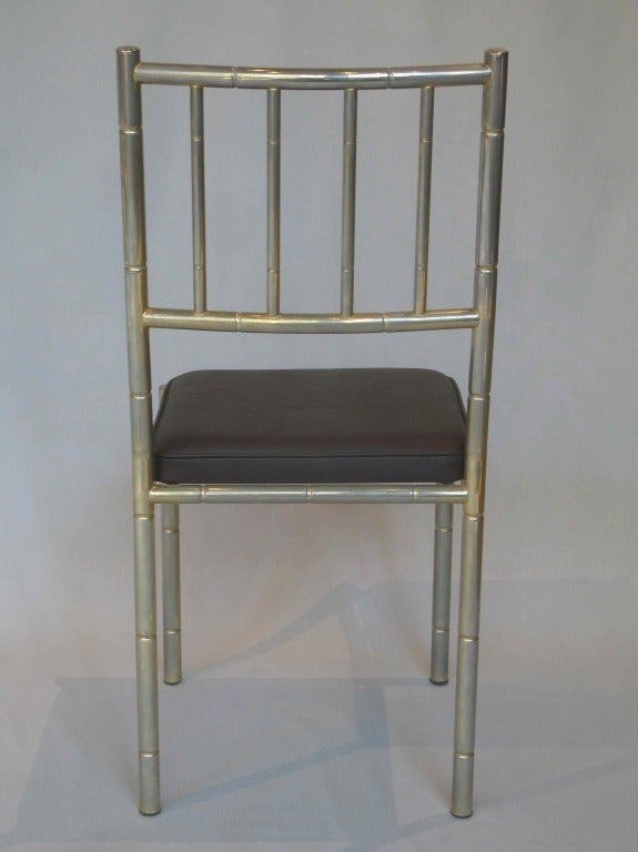 Satz von 4 verchromten Faux-Bamboo-Stühlen - Frankreich, ca. 1950er Jahre im Zustand „Hervorragend“ im Angebot in Isle Sur La Sorgue, Vaucluse