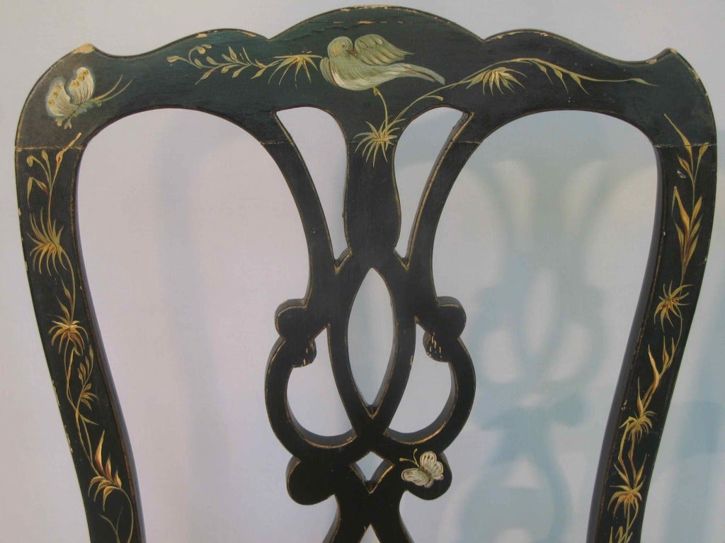 French Pair of Hand-Painted Napoleon III Chairs - France, 1880s For Sale