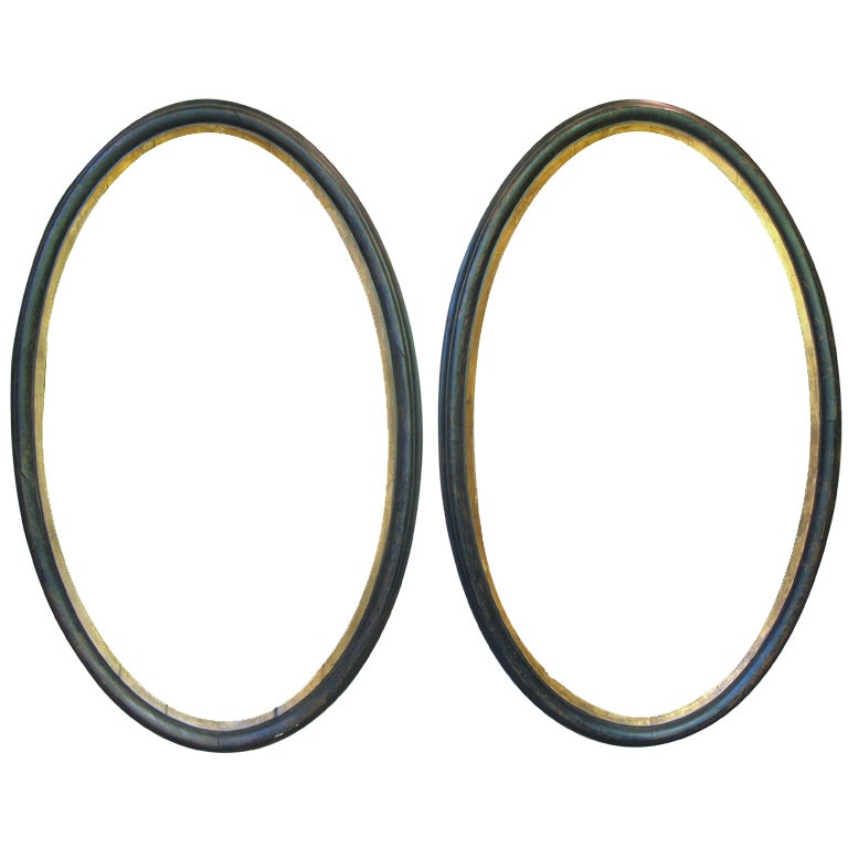 Large Pair of Oval Painted Wood Frames at 1stdibs
