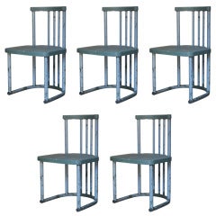 Set of 5 Tubular Metal Chairs - France ca. 1960s