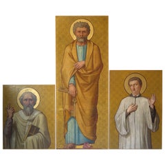 Trois peintures plus grandes que nature de Saints, France, 19ème siècle