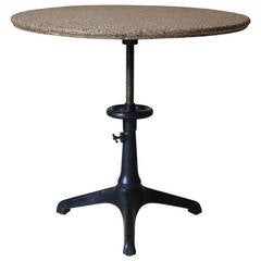 Cast Iron and Terrazzo Adjustable Industrial Table, France, Early 20th Century
