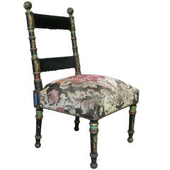 Painted Polychrome Napoleon III Low Side Chair