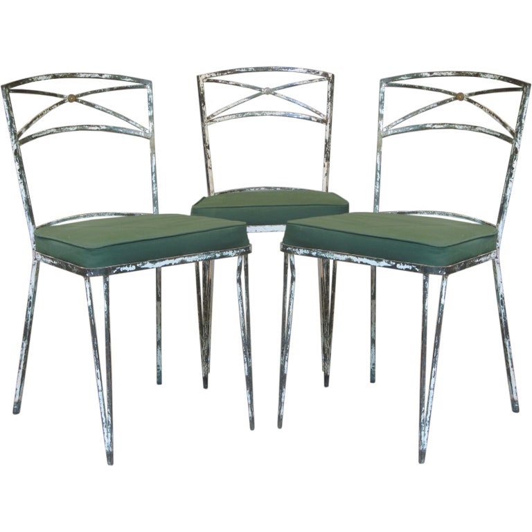 Three Wrought Iron Chairs, France, 1940s