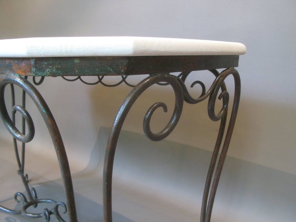Wrought Iron & Stone Table - France, 1940s In Excellent Condition In Isle Sur La Sorgue, Vaucluse