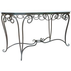 Wrought Iron & Stone Table - France, 1940s