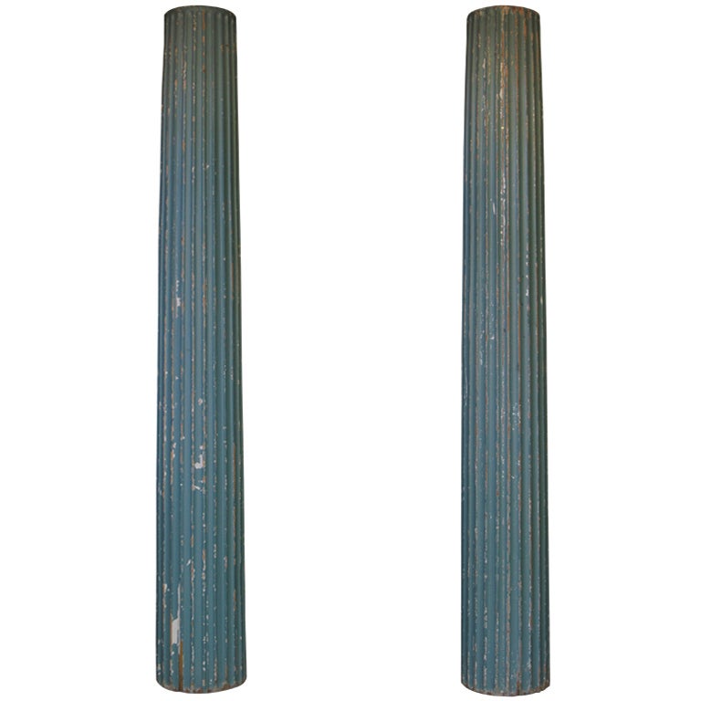 Pair of Fluted Wood Columns at 1stDibs
