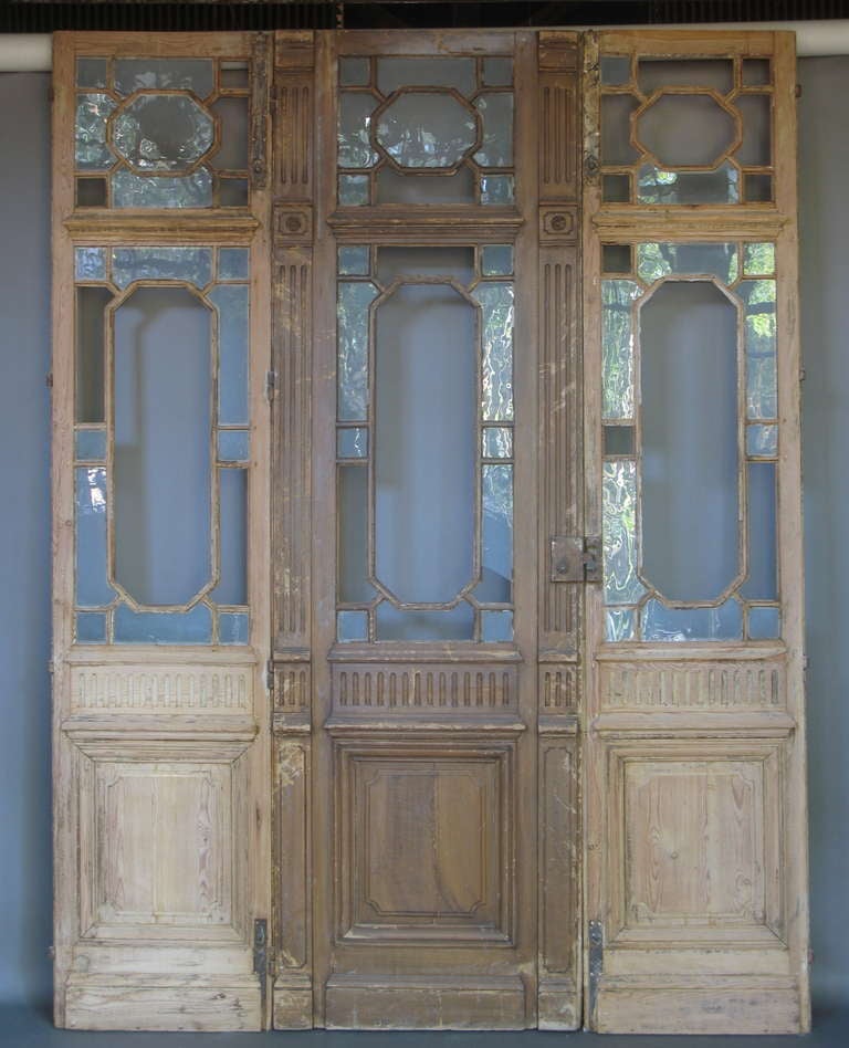 Set of 3 French Pine and Glass Doors In Good Condition In Isle Sur La Sorgue, Vaucluse