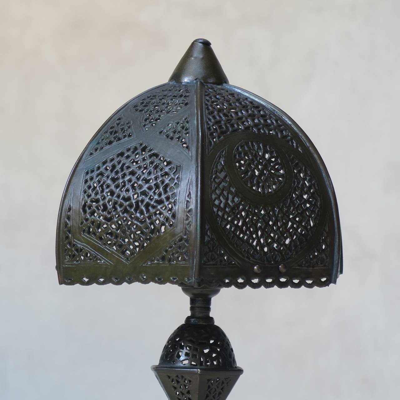 Small Oriental Filigree Brass Table, Small Cast Iron Table Lamp