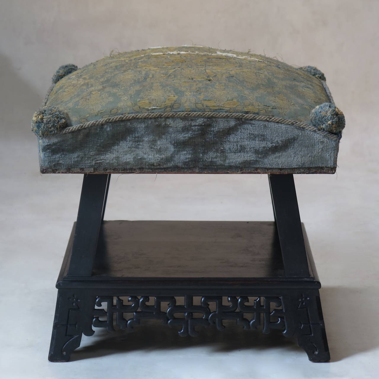 Japonisme Gorgeous Pair of Footstools Attributed to G. Viardot, France, circa 1890