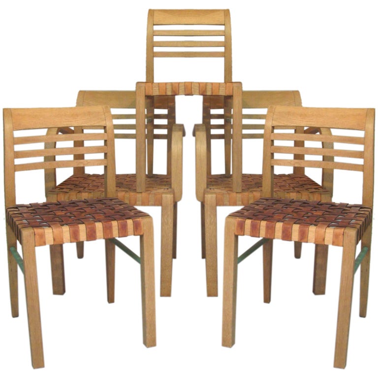 2 Chairs & 2 Armchairs by René Gabriel - France, 1930s For Sale