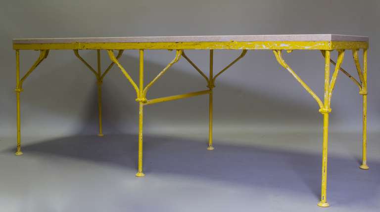 French Wrought-Iron and Stone Table - France, Circa 1920s