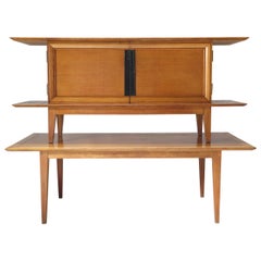 Retro Japanese-Inspired Oak Credenza and Dining Table by Colette Gueden, France, 1950s