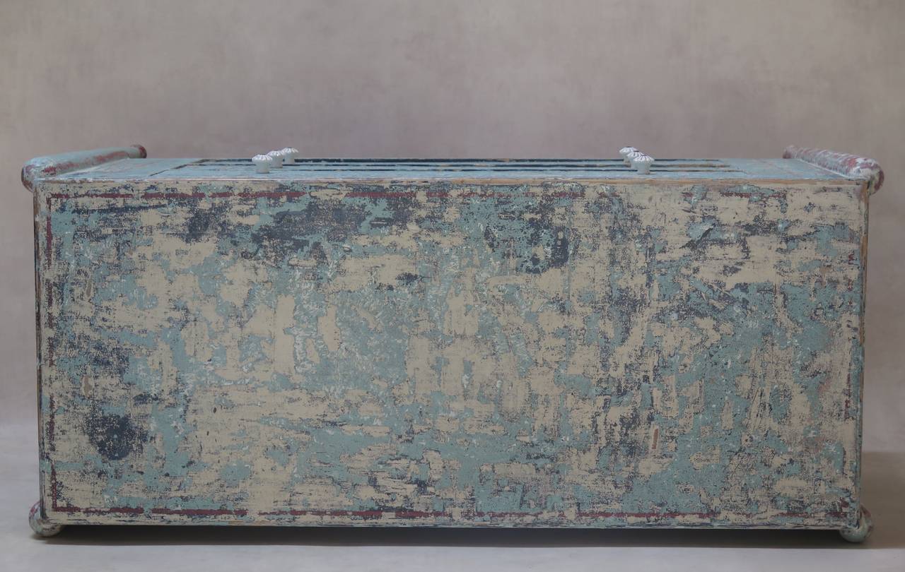 Unusual Painted Chest of Drawers with Side Shelves, France, 1920s 2