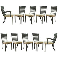 Set of Eight Chairs and Two Carvers, Italy, 1940s