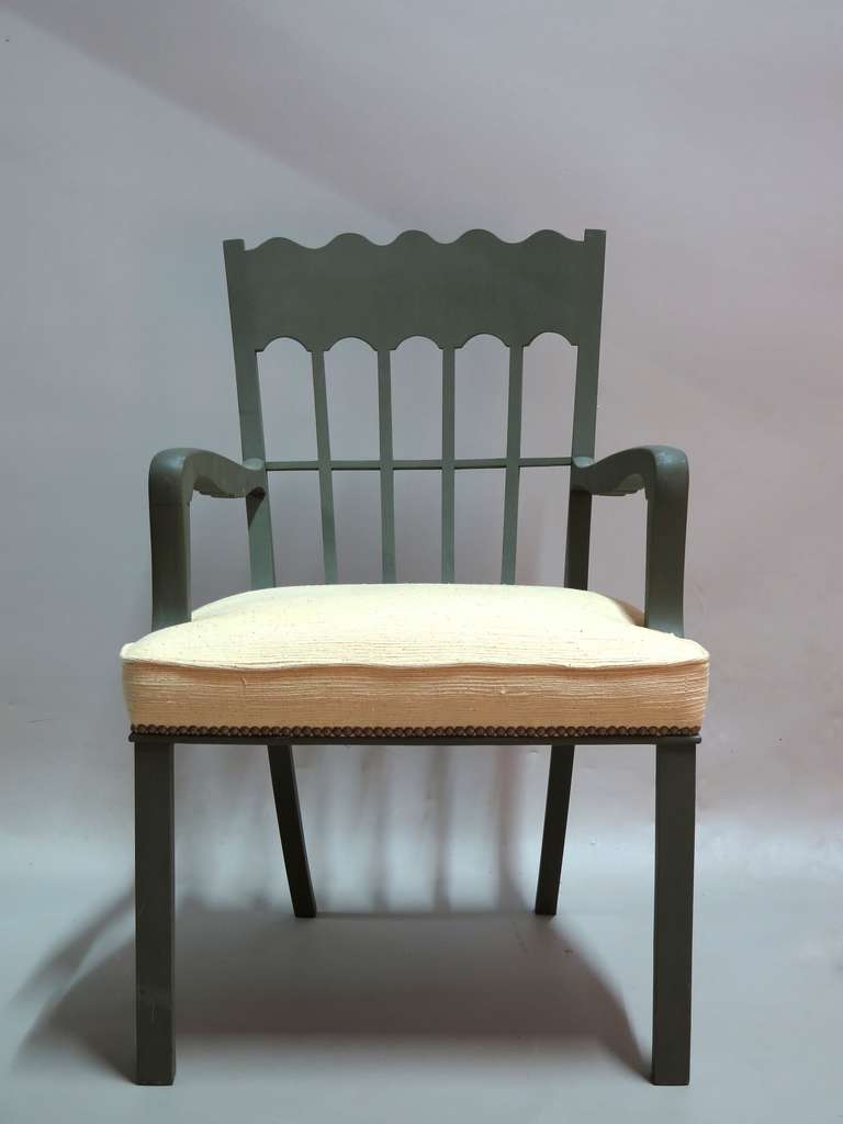 Set of Eight Chairs and Two Carvers, Italy, 1940s