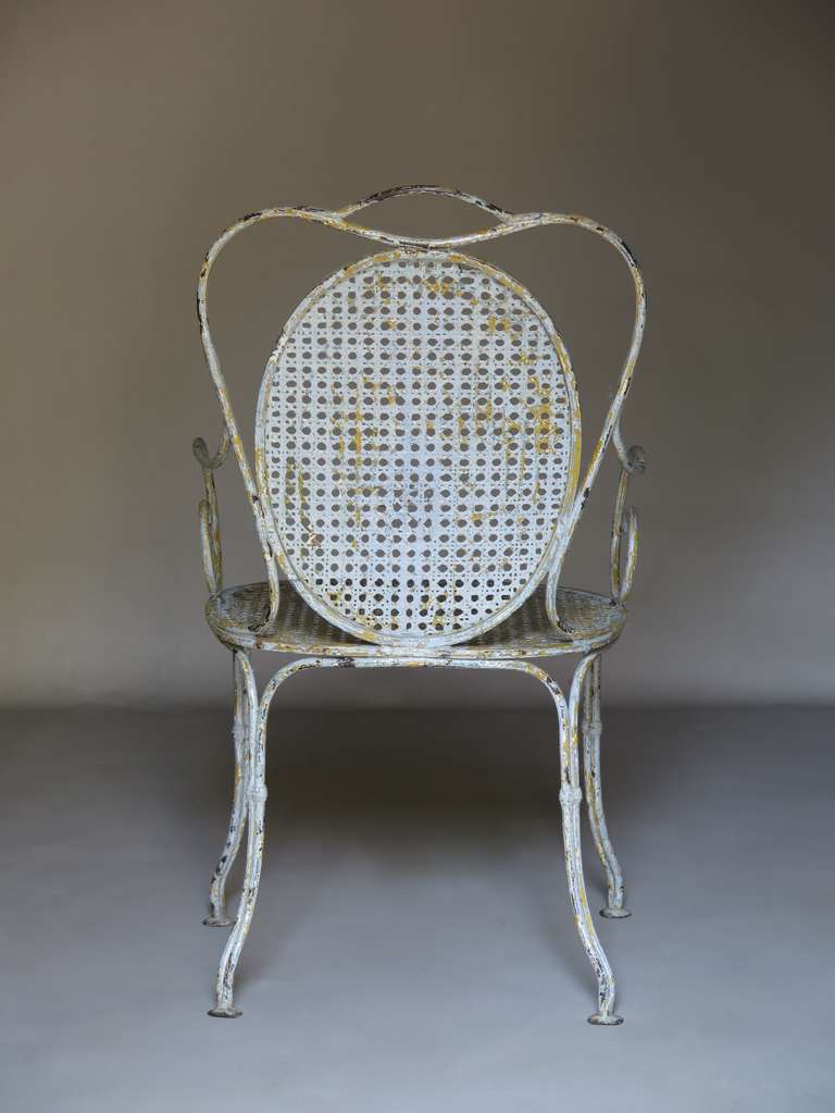 Metal Three Wrought-Iron Armchairs - France, Circa 1880 For Sale