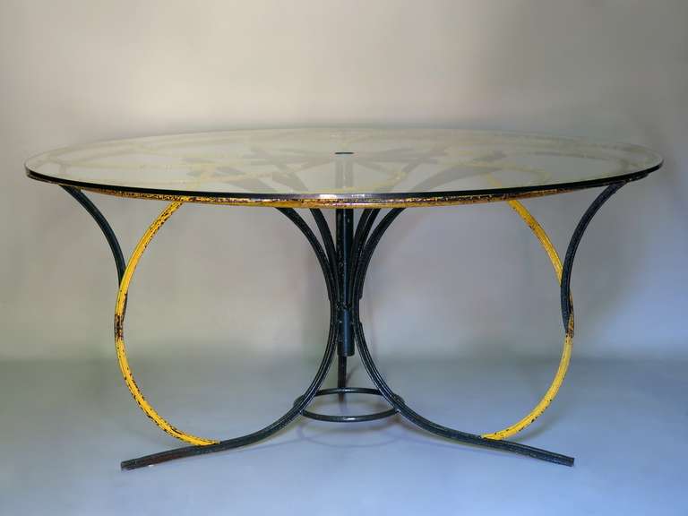 Folk Art One-Of-A-Kind Large Flower Form Wrought Iron Table - France, Circa 1950