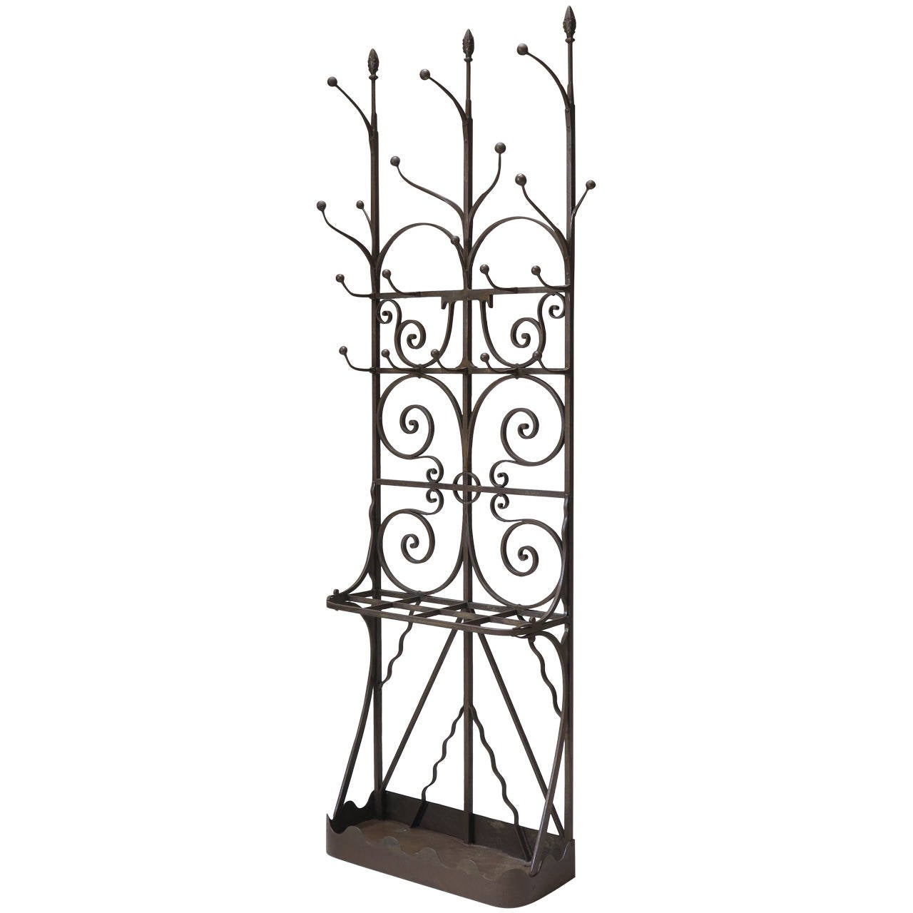 NeoGothic Wrought Iron Coat Stand, France Early 1900s at 1stDibs