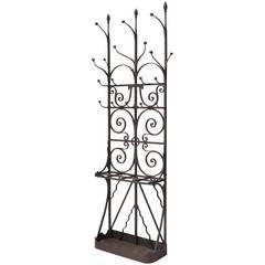 Antique Neo-Gothic Wrought Iron Coat Stand, France Early 1900s