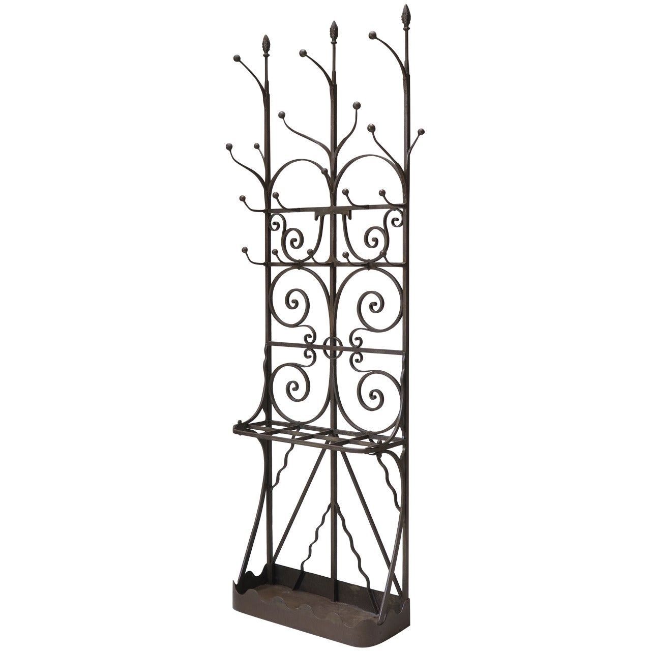 Neo-Gothic Wrought Iron Coat Stand, France Early 1900s