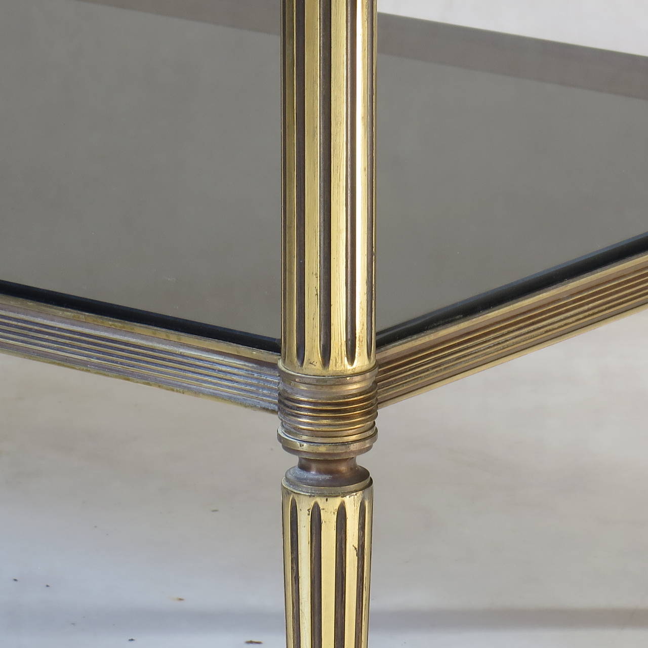 Pair of Solid Bronze and Glass Coffee Tables, France, 1940s 3