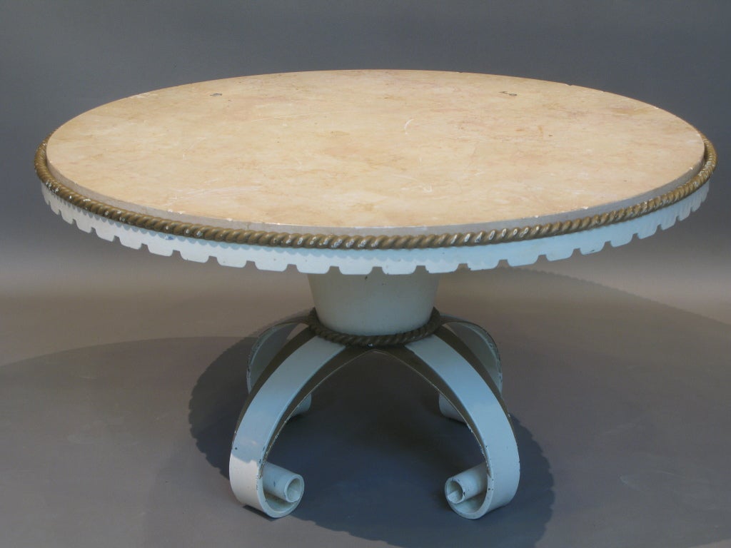 Art Deco Wrought Iron and Marble Cocktail Table by Robert Merceris