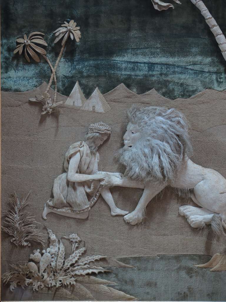 Français Photo Napoléon III « St Jérôme et le lion » en tissu - France, 19ème siècle en vente
