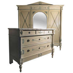 Directoire Style Wardrobe and Chest of Drawers