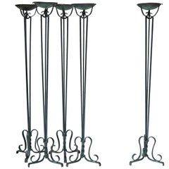 Set von fünf schmiedeeisernen Art-Déco-Torchres, Frankreich, 1940er Jahre