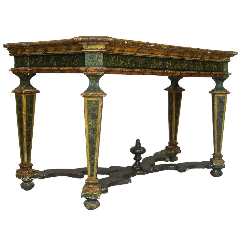 Table console italienne polychrome du 18e siècle