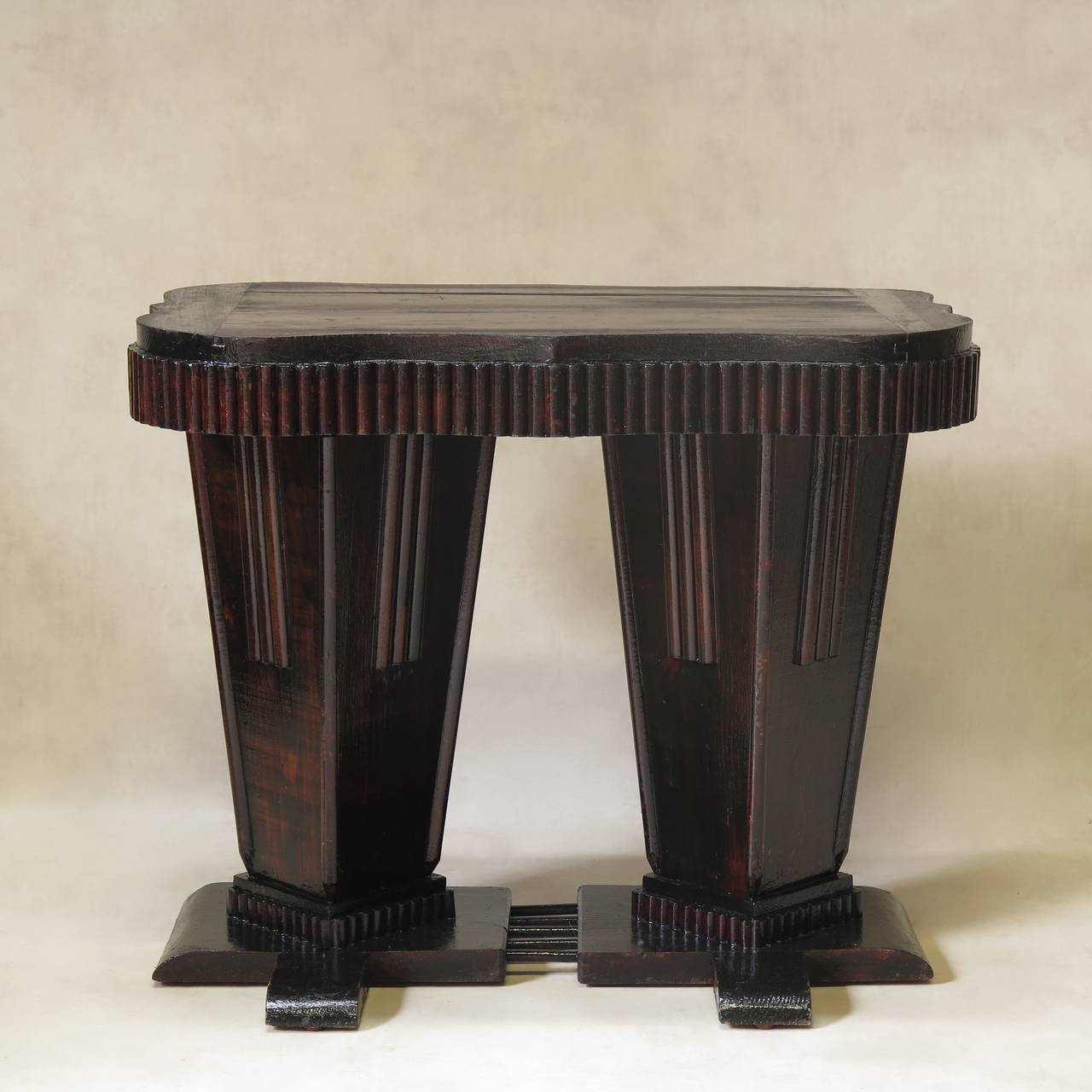 Geometric-Patterned Art Deco Table and Chair Set, France, 1930s For Sale 3