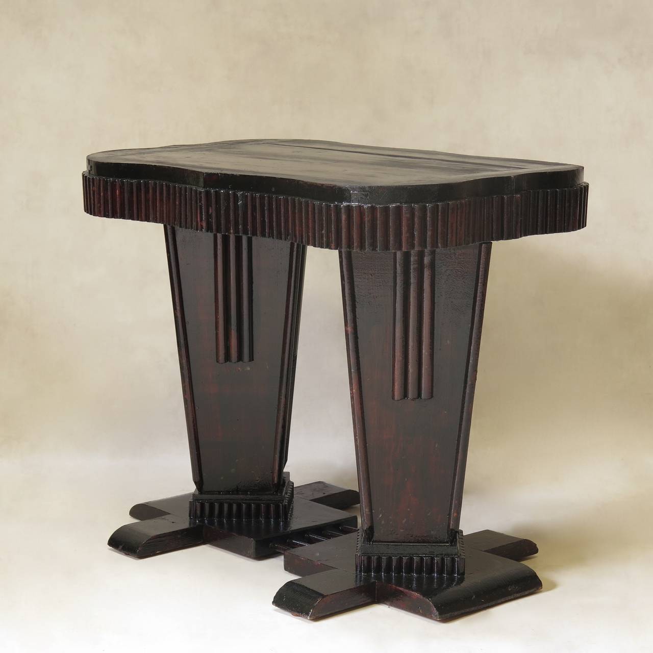 Geometric-Patterned Art Deco Table and Chair Set, France, 1930s For Sale 4