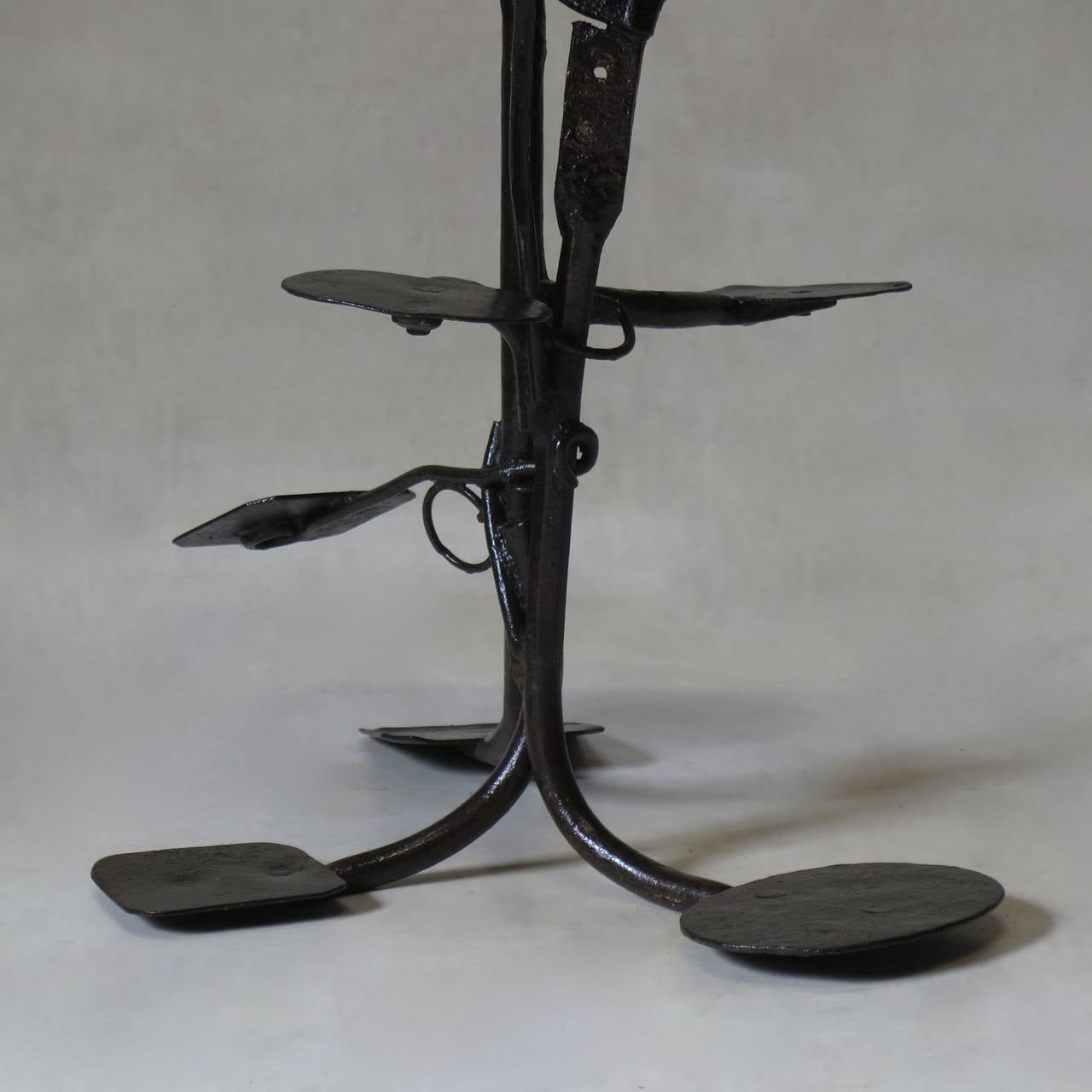 Folk Art Wrought Iron Stool with Tractor Parts, France, circa 1950s For Sale 2