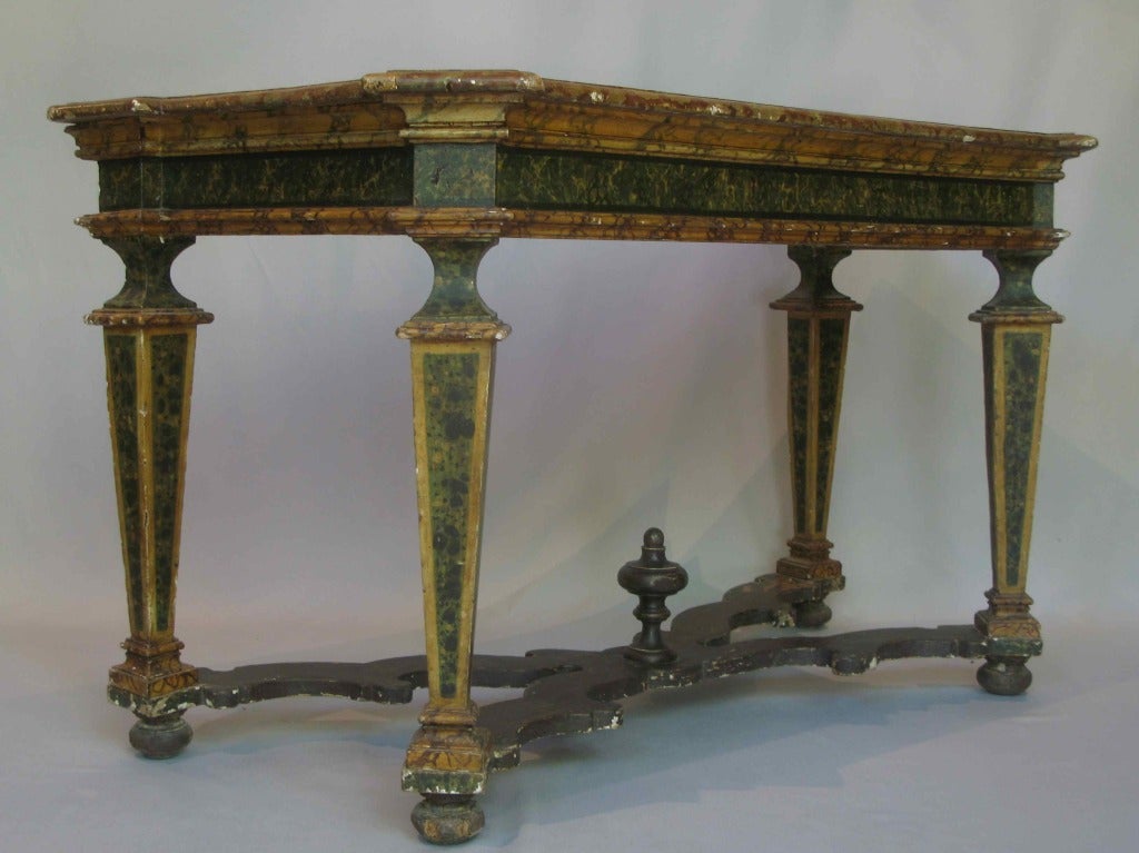 Louis XIV 18th Century Italian Polychrome Console Table For Sale