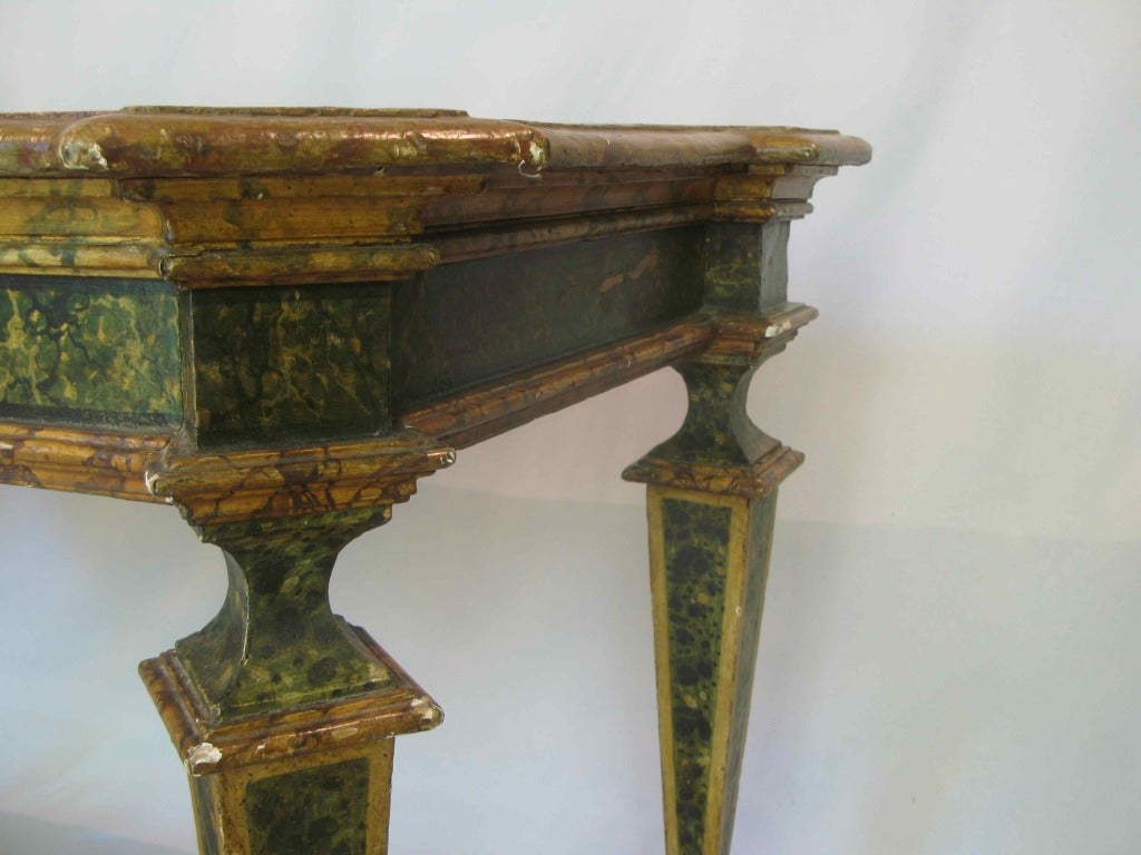 Pine 18th Century Italian Polychrome Console Table For Sale