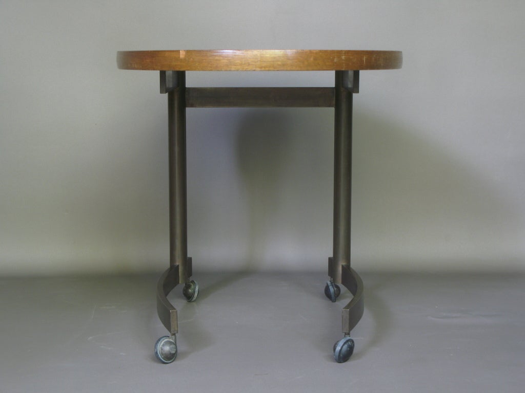 French Side Table with Oval Top on Wheels