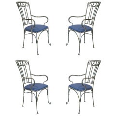 Set of 4 Iron Arm Chairs by Maison Jansen