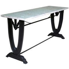 Marble & Cast Iron Art Deco Console - France, circa 1920s