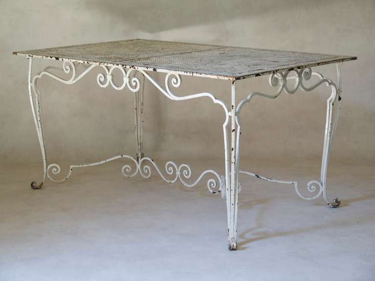 French Baroque Wrought Iron Table and Six Chairs, France, 1940s