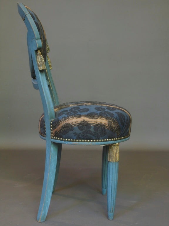 French Small Art Deco Chair with Rope & Tassel Detail - France, 1920s For Sale