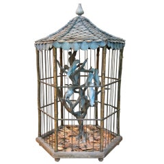 Birdcage with Papier Maché Birds Made for the Theatre