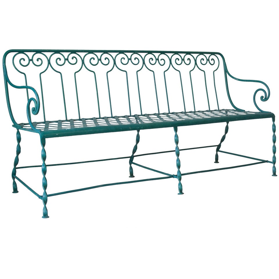 Wrought Iron Garden Bench - France, Circa 1900