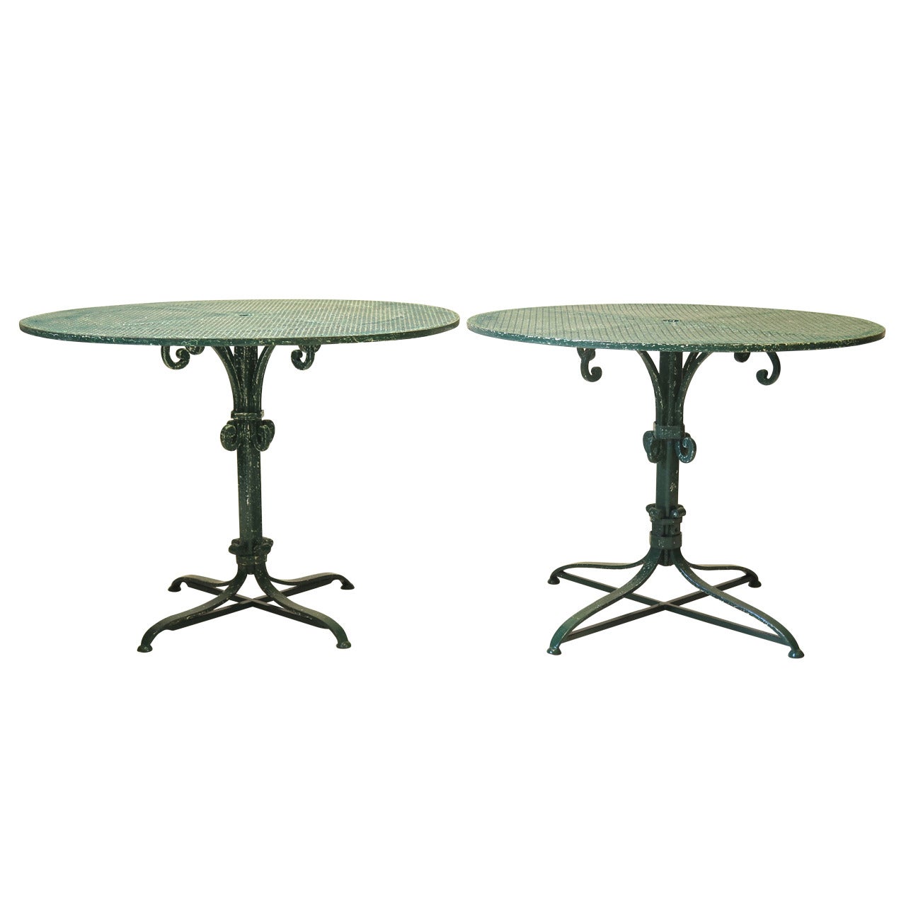 Elegant Pair of Wrought Iron Garden Tables - France, Circa 1920s